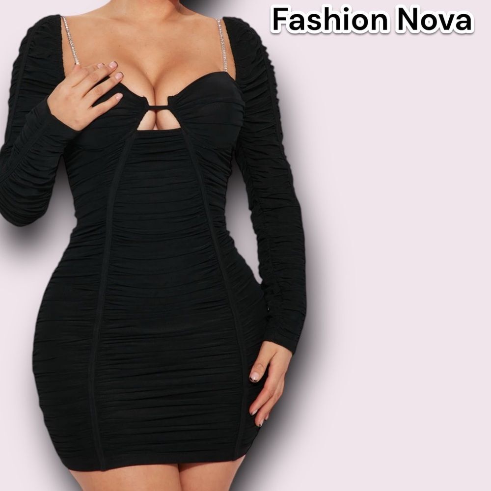 Preowned Fashion Nova Highly Favored Mesh Mini Dress - Black - XS